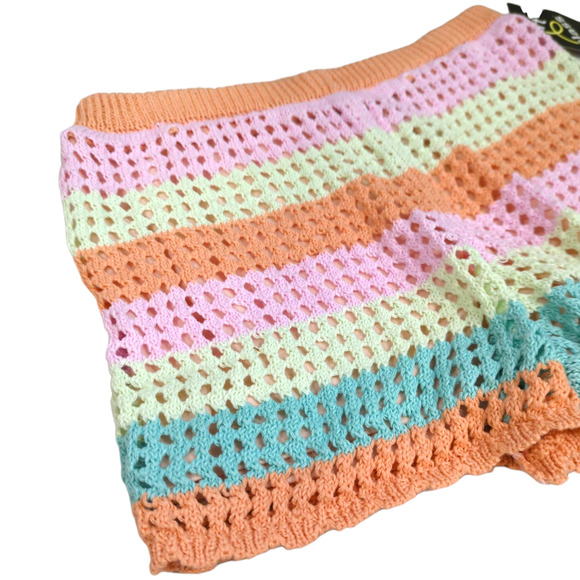 ART CLASS Orange Striped Crochet Lined Shorts Girls Size Medium 8 NEW Summer - Picture 6 of 8